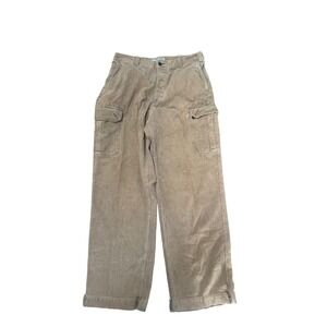 Y2K Vintage Abercrombie & Fitch Mens Corduroy Cargo Pants Size 34R Cotton Tan